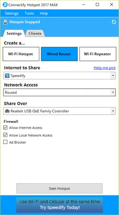 Connectify Hotspot Коннектифи Хоцпот — скриншот 3